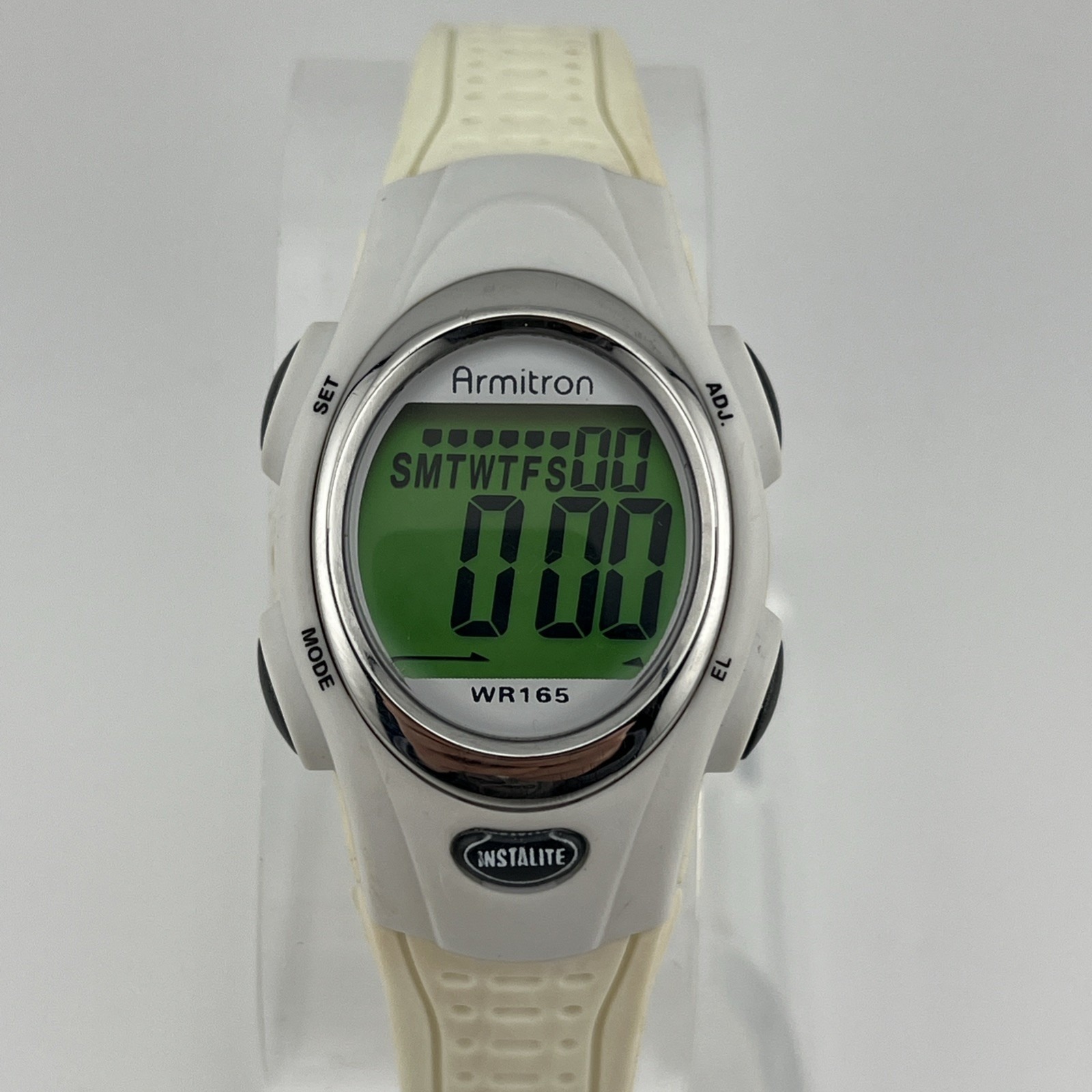 Armitron Pro Sport Instalite Watch Women Digita Watch White 26mm- New Battery